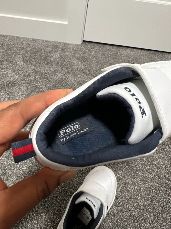 Polo by Ralph Lauren White and Navy Kids Sneakers - Picture 12 of 13